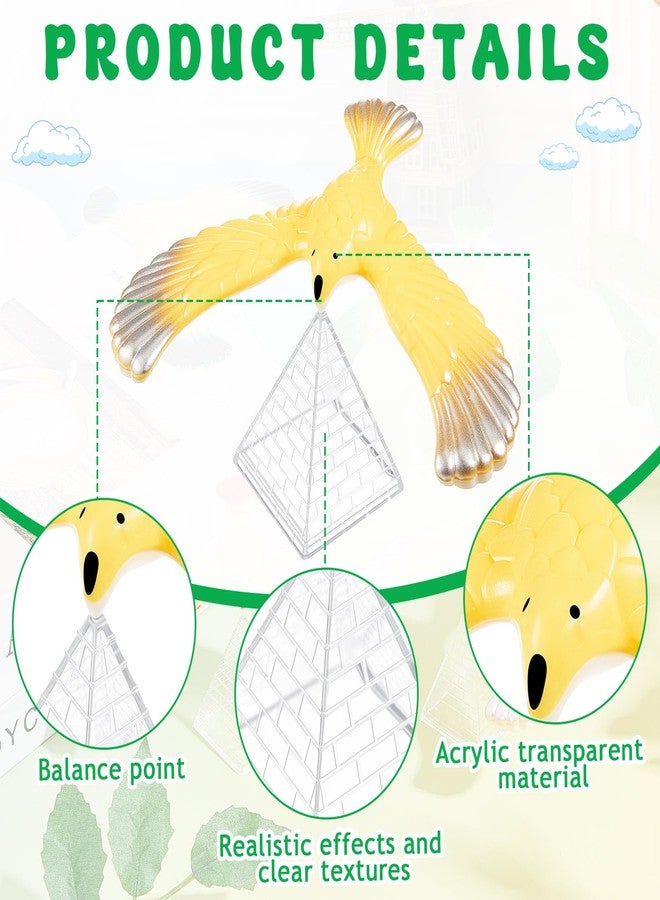 WinnerWhy 8 Pcs Balance Bird Gravity Bird with Pyramid Combination Physical Science Adults Office Desktop Novelty Eagle Trick Party Toy for Science Lovers Teachers Gift, Random Color - Image 3